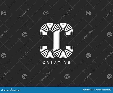 Letter Cc Line Art Logo Vector Template For Emblem Monogram Stock