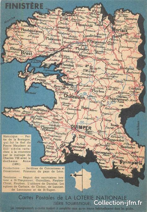 Cpsm France 29 Finistère Carte Geographique 29 Finistere