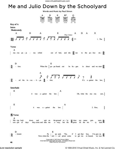 Garfunkel Me And Julio Down By The Schoolyard Sheet Music For Guitar