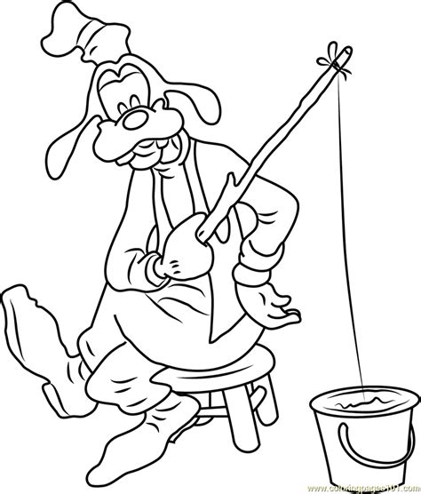 Goofy Fishing Coloring Page for Kids - Free Goofy Printable Coloring