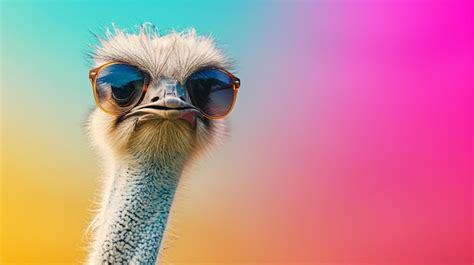 Premium Photo Cute Ostrich Wearing Sunglasses In Studio With A