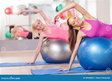 Attractive Young Women Are Exercising In Gym Stock Image Image Of