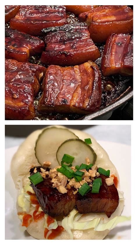 homemade red cooked pork belly bao r foodporn