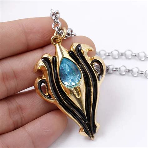 Anime Jewelry Fire Emblem Link Chain Blue Crystal Necklace For Male