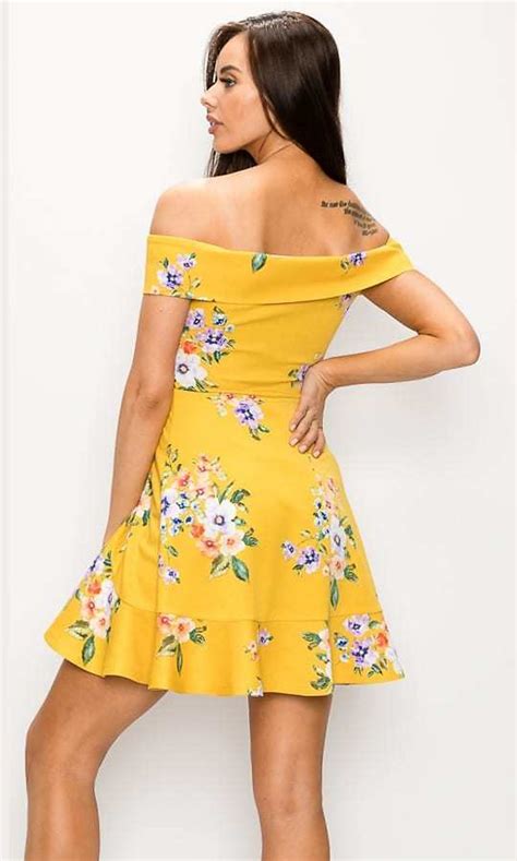 Short Casual Yellow Off The Shoulder Party Dress