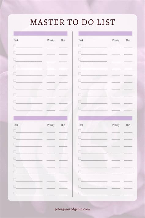 Master To Do List Templatefree Printable And Tips To Boost Productivity