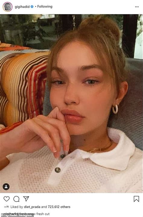 Gigi Hadid Goes Makeup Free For Flawless Selfie Showing Off Her New
