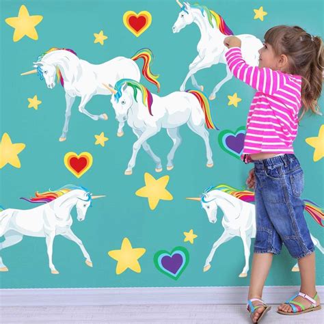 Rainbow Unicorn Wall Decal Kit Large Unicorn Wall Decal By Etsy