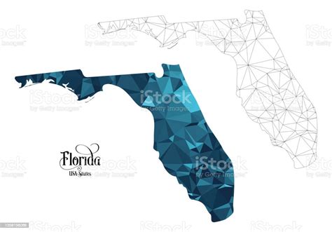 Ilustración De Mapa Low Poly Del Estado De Florida Ilustración