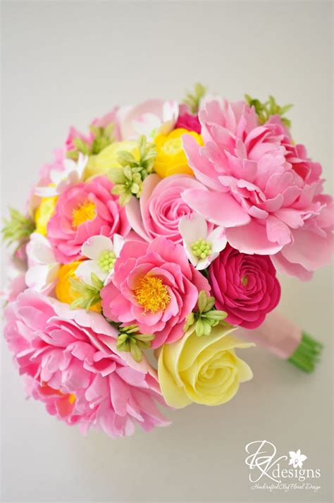 Mix blue and yellow, you get green; DK Designs: Pink and Yellow Wedding Bouquet for a Southern ...