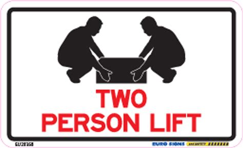 Two Person Lift 90x55 Decal Euro Signs And Safety
