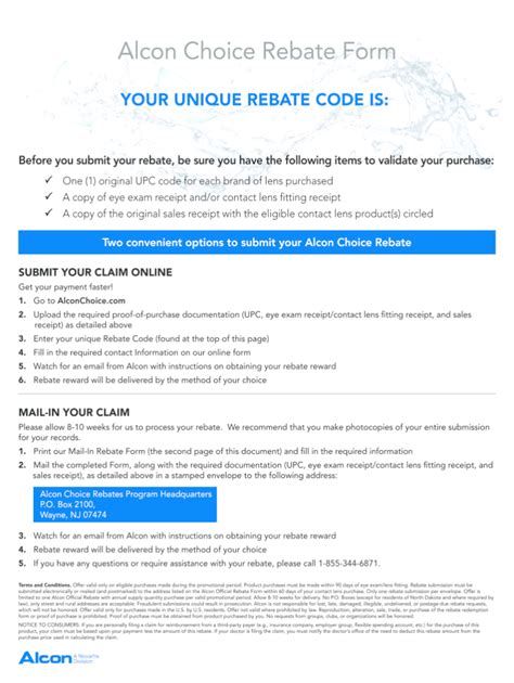 Alcon Printable Rebate Form AlconRebate Net