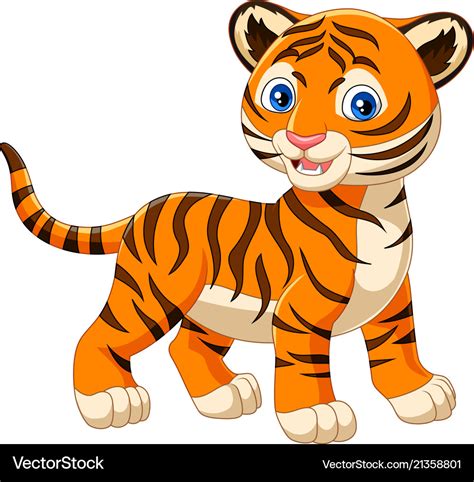 Cartoon Baby Tiger Isolated On White Background Vector Image
