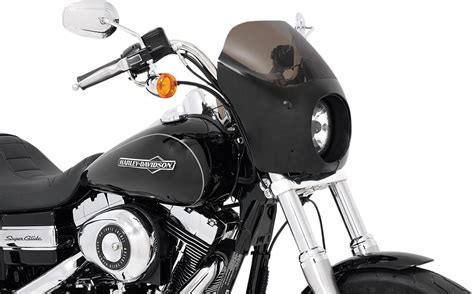 Harley davidson windshields & fairings. Memphis Shades Gloss Black Cafe Fairing 06-19 Harley DYNA ...