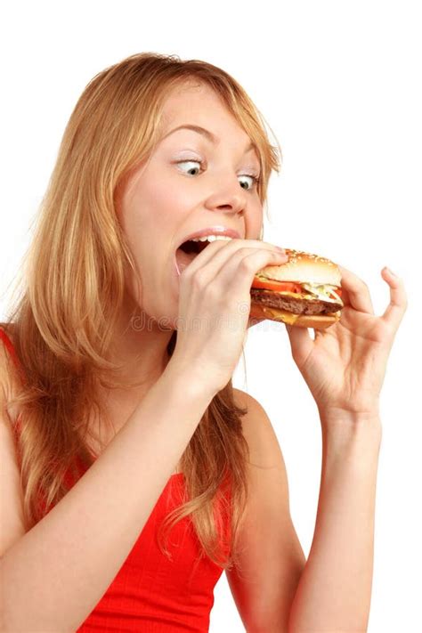 Hungry Girl Stock Image Image Of Eyed Lunch Choke Food 1490195