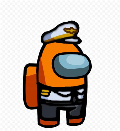 Hd Orange Among Us Crewmate Character With Captain Costume Png Citypng