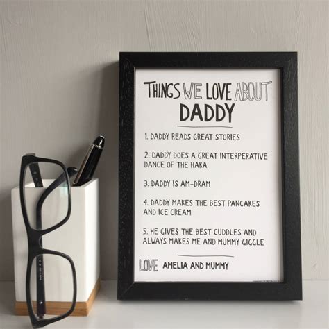 Personalised Things We Love About Dad Or Daddy Print By Coconutgrass