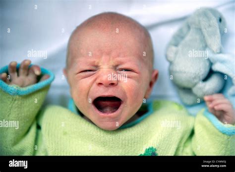 A Crying New Born Baby Stock Photo Alamy
