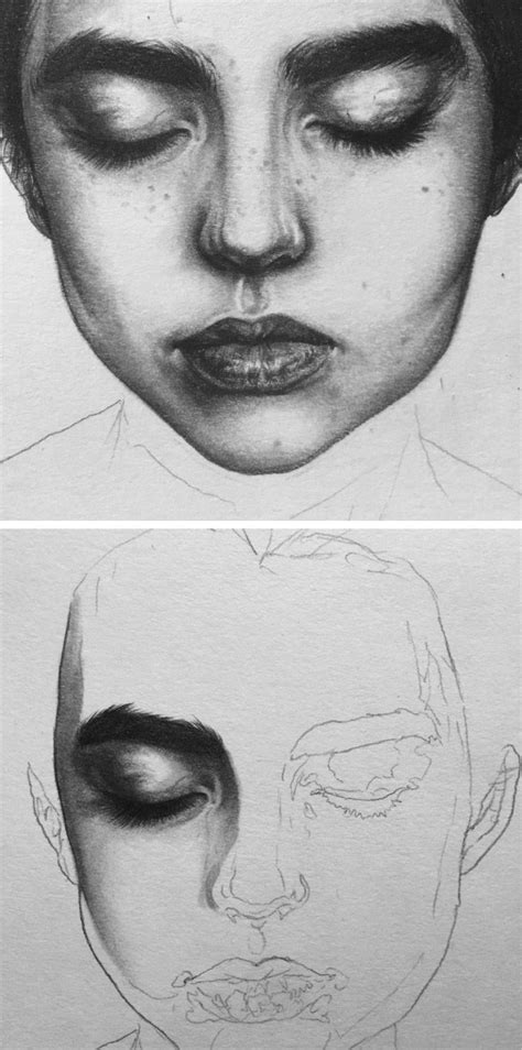 Leran to draw faces / portraits: Emokih | Pencil portrait, Portrait drawing, Drawings