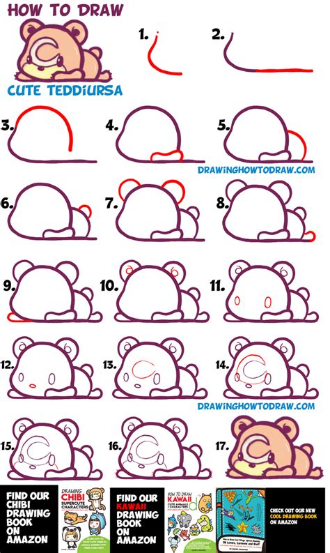 How to Draw Cute Teddiursa Pokemon with Easy Step by Step Drawing
