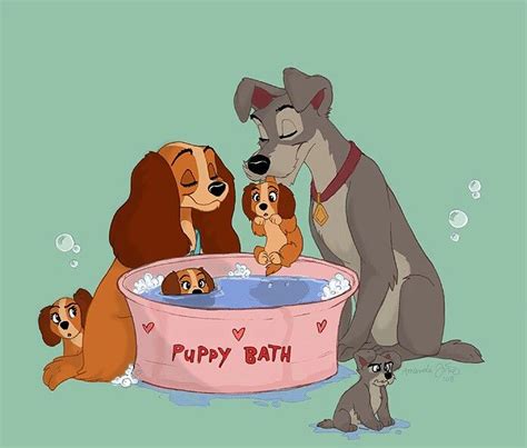 The new lady and the tramp recreates the iconic spaghetti scene from the original. Puppy bath. | Lady and the Tramp | Pinterest