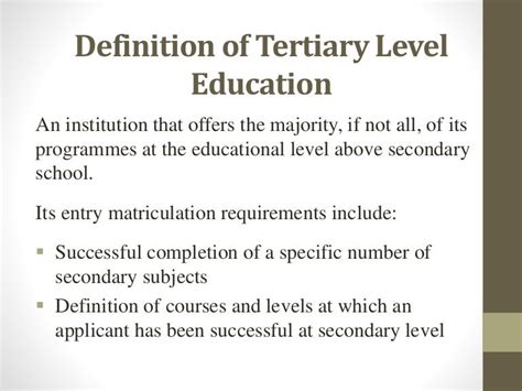 Definition Of Tertiary Level Education