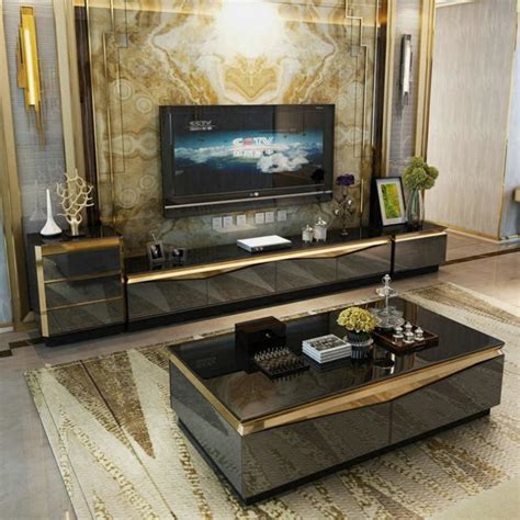Luxury Media Center And Coffee Table Furniture Modern Tv Stand Living