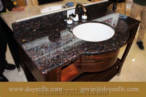 India Tan Brown Granite Bathroom Vanity Tops Wt White Undermount