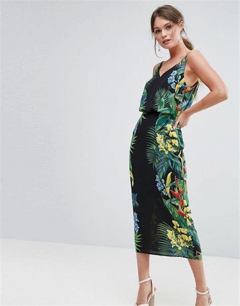 Discover Fashion Online Necklines For Dresses Tropical Print Dress