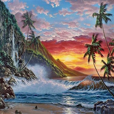 Lukisan pemandangan di tepi pantai. Gokil 50+ Gambar Lukisan Pemandangan Pantai Sunset