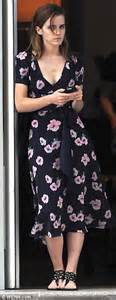 Emma Watson Makes An Impact In Plunging Floral Tea Dress As She Heads