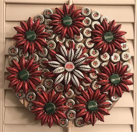 Large Circular Flowers Christmas Etsy Bottle Cap Crafts Beer