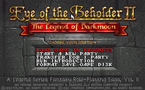 Advanced Dungeons And Dragons Eye Of The Beholder Ii The Legend Of