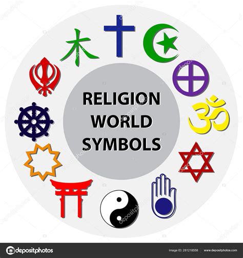 Simboli Della Religione Mondiale Segni Colorati Dei Principali Gruppi