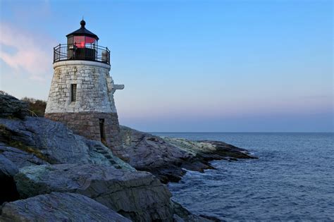 Castle Hill Lighthouse In Newport Rhode Island At Sunrise Yoga Green Book