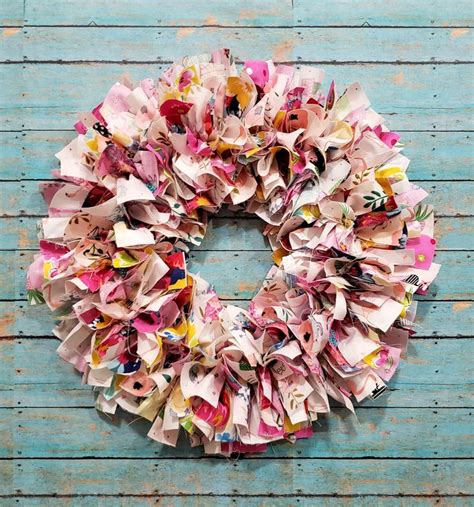Spring Rag Wreath Light Pink Rag Wreath In 2022 Rag Wreath Spring Wreath Christmas Wreaths