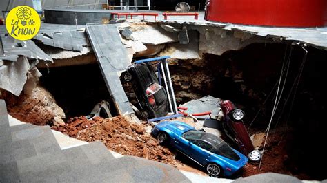 Massive Sinkhole Swallows Up Cars At National Corvette Museum Youtube