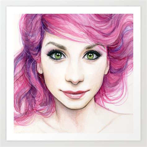 Pink Hair Girl Art Print By Olechka Society6
