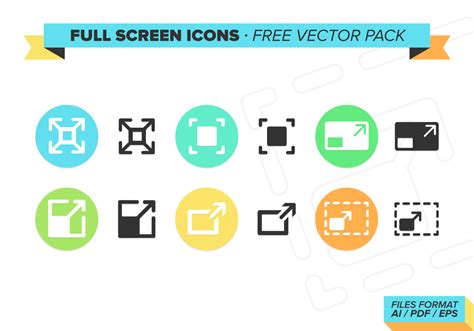Full Screen Icons Free Vector Pack 96268 Vector Art At Vecteezy