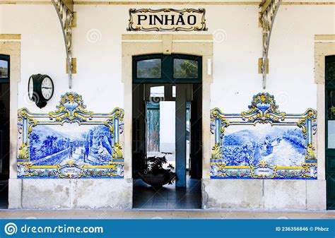 Tiles Azulejos At Railway Station Of Pinhao Douro Valley Por Stock