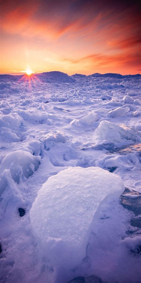 Snow Layer Landscape Winter Sunset 1080x2160 Wallpaper Beautiful