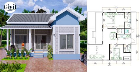 House Plans 99 Meters 3030 Feet 2 Bedrooms Gable Roof Engineering