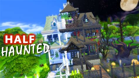 Half Haunted House The Sims 4 Halloween House Building Youtube