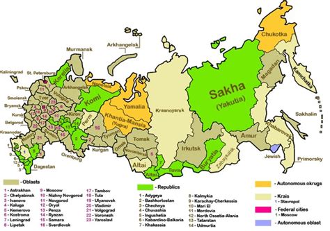 Map Of The Federal Subjects Of The Russian Federation Map Russia