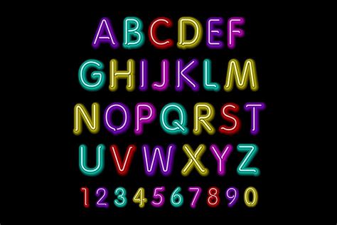 Neon Glow Alphabet Vector Design Custom Designed Graphics ~ Creative