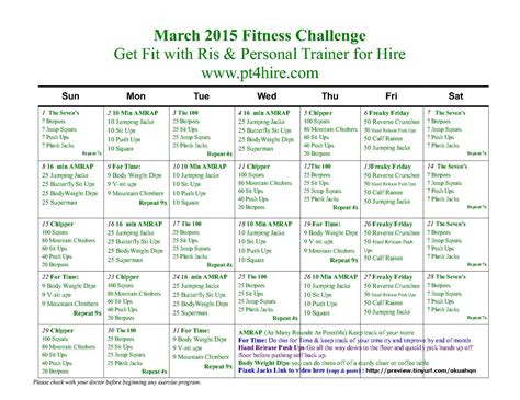 March Fitness Challenge March Fitness Challenge Workout Challenge