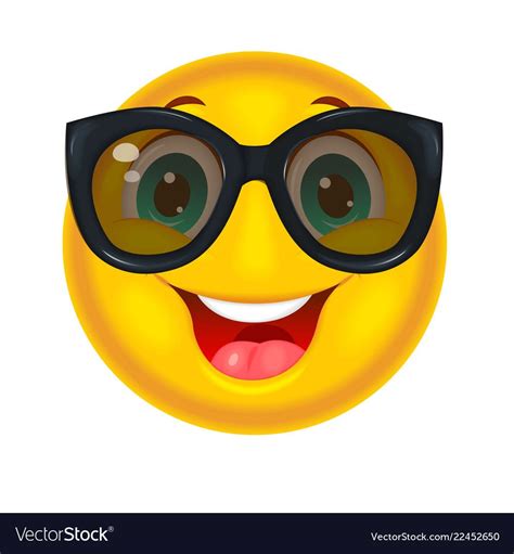 Smiling Yellow Smiley In Black Glasses On A White Background Download
