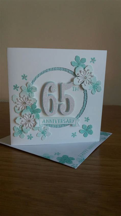 Anniversary Card Made Using Botanicals And Number Of Years 65th