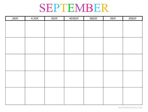 September Free Printable Calendar
