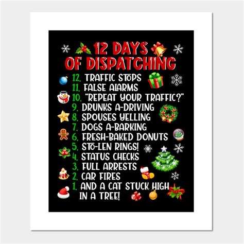 12 Days Of Dispatching Funny Dispatcher Christmas T 12 Days Of